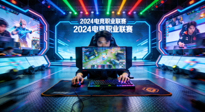 电竞赛事舞台，选手比赛画面